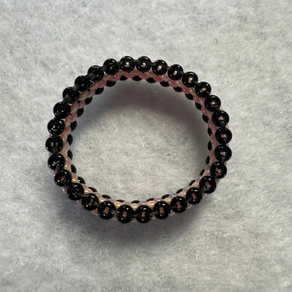 Black Pink Opal Peach Color Rings Stretchy‎ Rings Handmade Jewelry